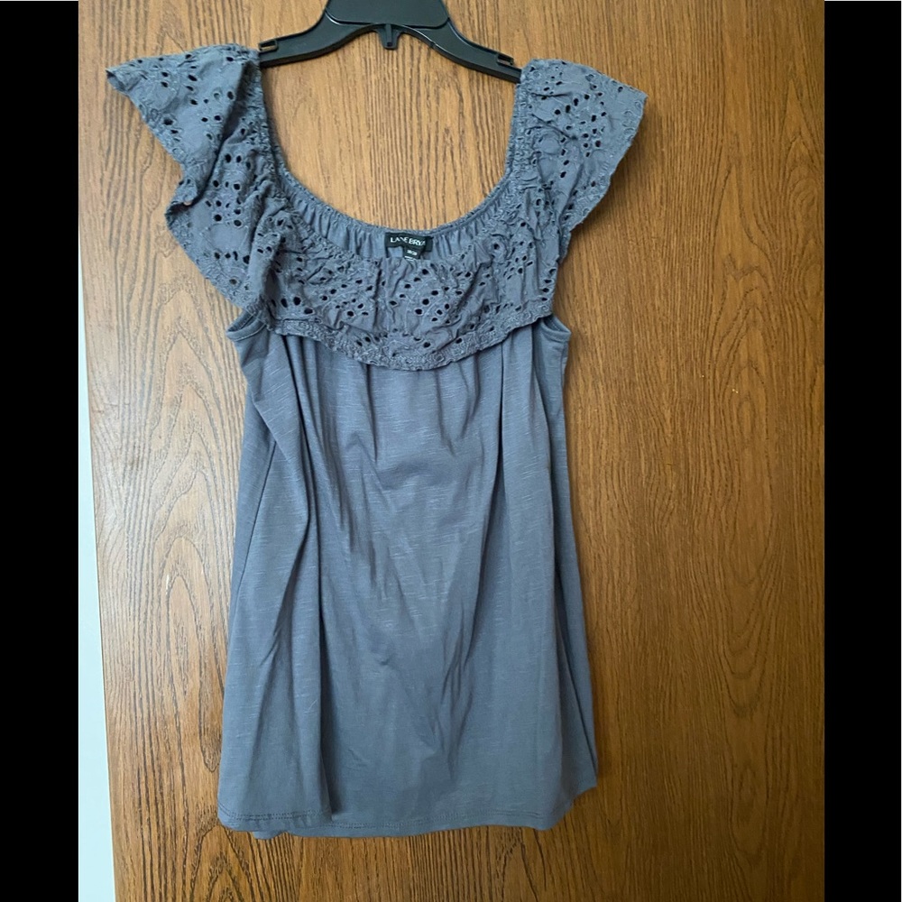 Torrid grey off shoulder eyelet lace top
